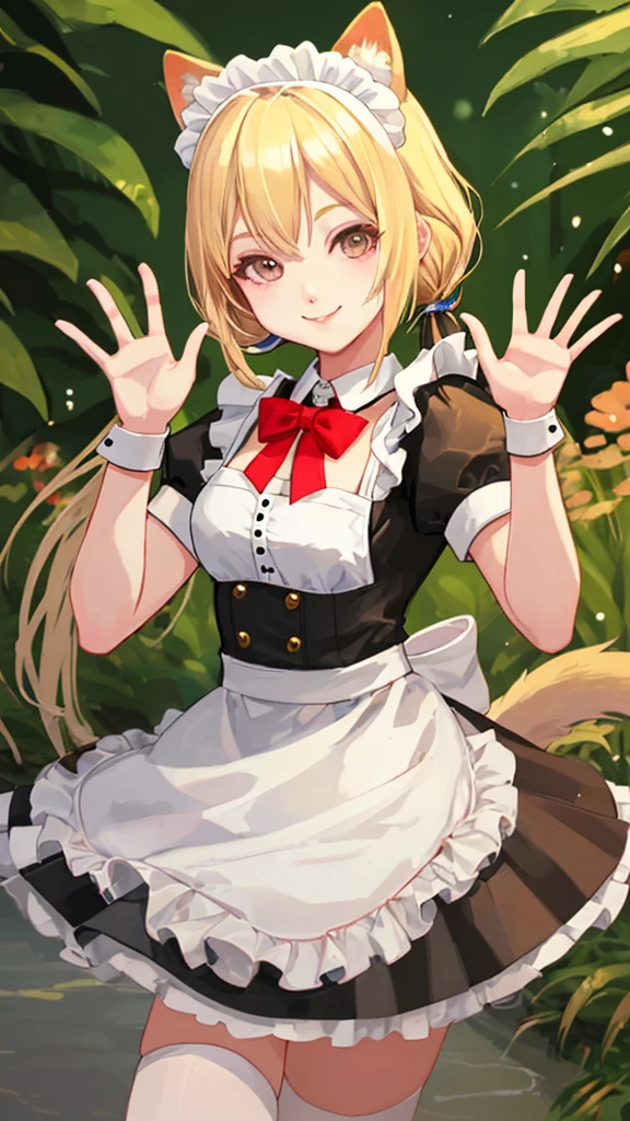 Animal Maid　girl　Blonde　Beauty　smile　Looking at me　Waving