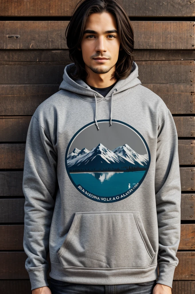 Generate a gray Alaska-themed hoodie