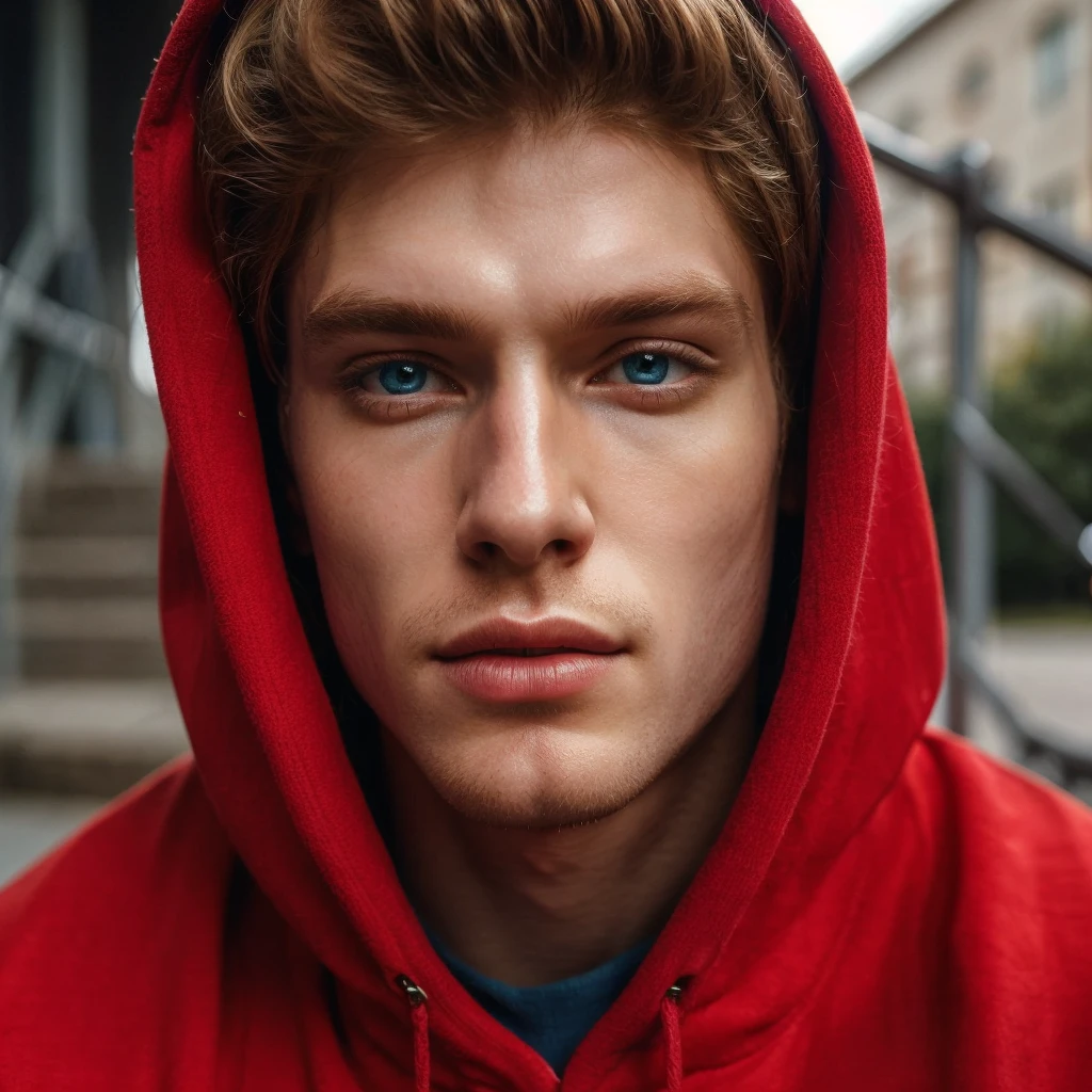 Straight hair, pale skin, sweatshirt, blond hair,  blue eyes, hyperrealistic, tumblr, handsome man, epic, smooth and pale skin, background, background with bokeh effect, blond hair,solid circle eyes, ccurate, hyperrealism, Surrealism, drop shadow, 8k, super detail, best quality, UHD, masterpiece, anatomically correct, UHD, masterpiece, anatomically correct,  textured skin, super detail, high details, high quality, 16k, 1080P, 4K, 8k, straight hair, , Realism,