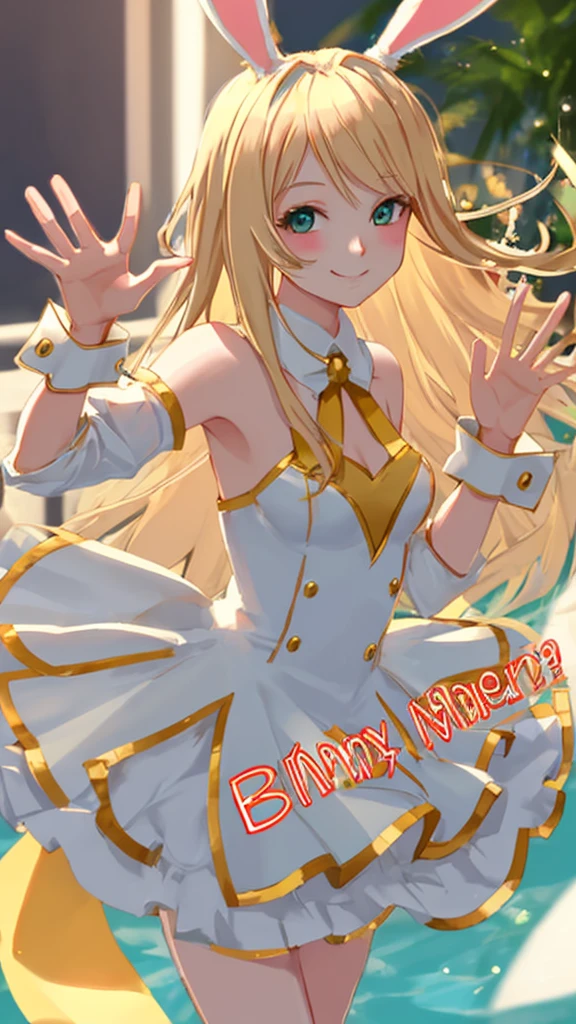 bunny　girl　Blonde　Beauty　smile　Looking at me　Waving