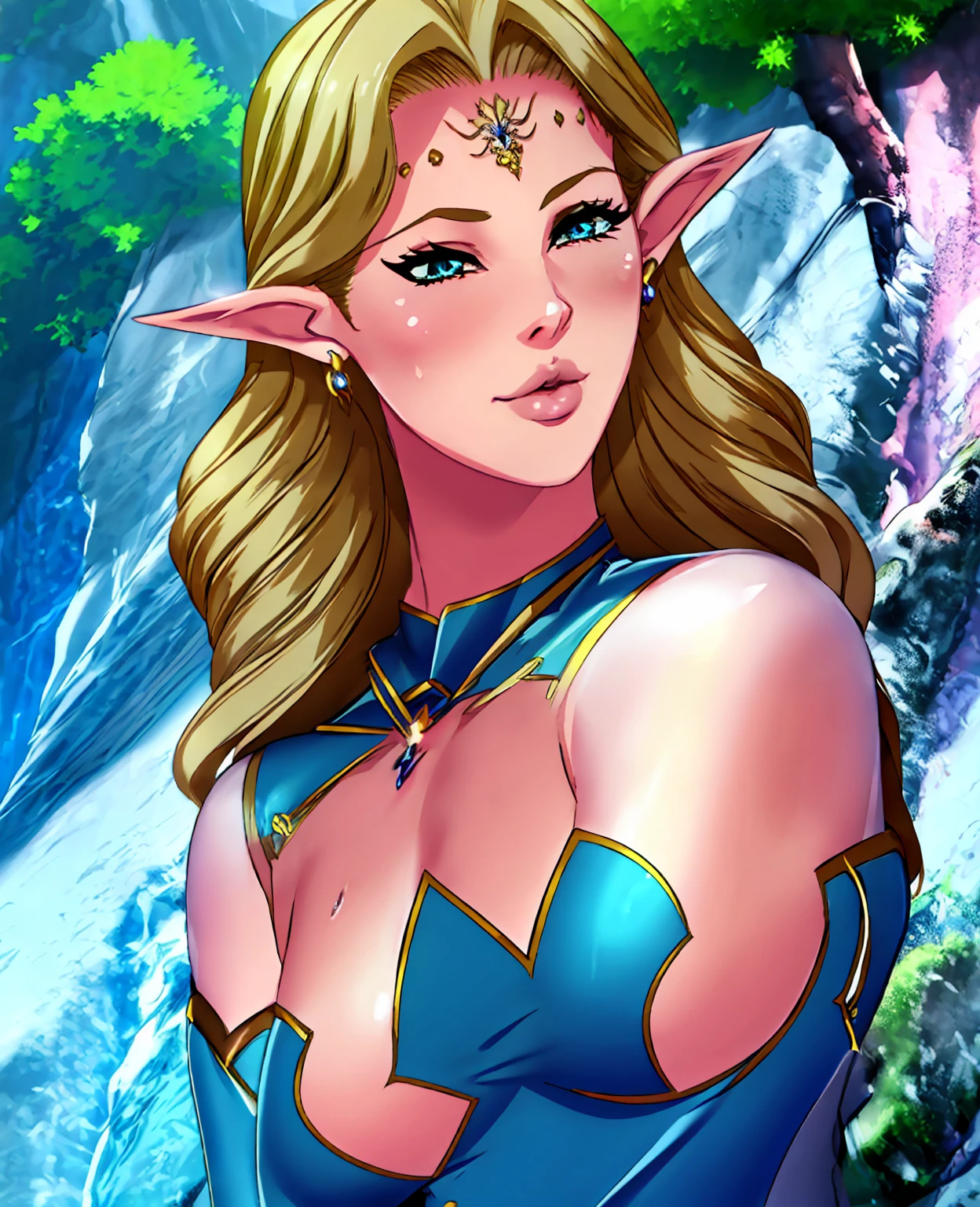 a beautiful elf woman with long flowing hair, porcelain skin, delicate features, (girl,1girl),realistic, photorealistic, highly detailed, masterpiece, 8k, (detailed facial features:1.2), (detailed eyes:1.3), (detailed lips:1.3), long eyelashes, high fashion, gorgeous detailed dress, mystical forest, (detailed background:1.1), glowing soft lighting, dramatic lighting, cinematic, fantasy, magical
