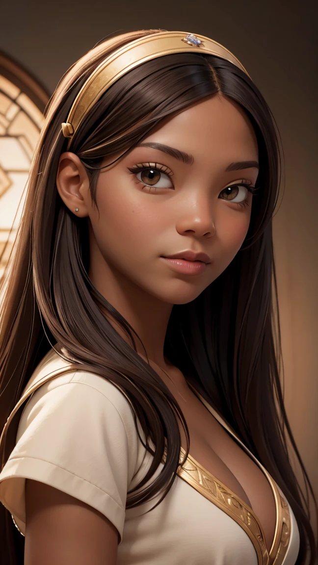 oil painting by Leonardo da Vinci, realistic photography, closeup face of Gabrielle Union with dark skin, long hair, her eyes are sweet and vibrant, her face symmetrical, rich coffee brown skin, soft torch luminosity on the face by REMBRADT, Adobe Illustration, Trending on Artstation, 8K, hd, cinematic, masterpiece, magnificent art, best quality, romanticism