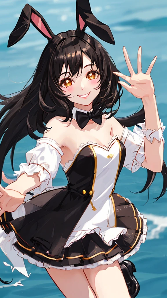 bunny girl Black Hair Beauty smile Looking at me Waving
