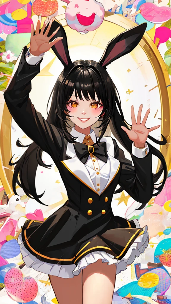 bunny　girl　Black Hair　Beauty　smile　Looking at me　Waving