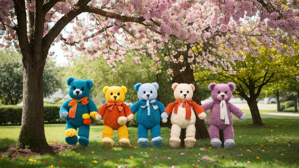 A tree growing colourful teddy bears