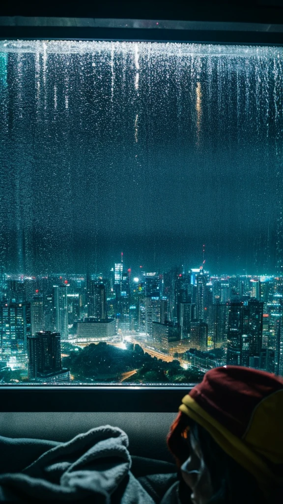Rainy scenery seen from the window　Night view