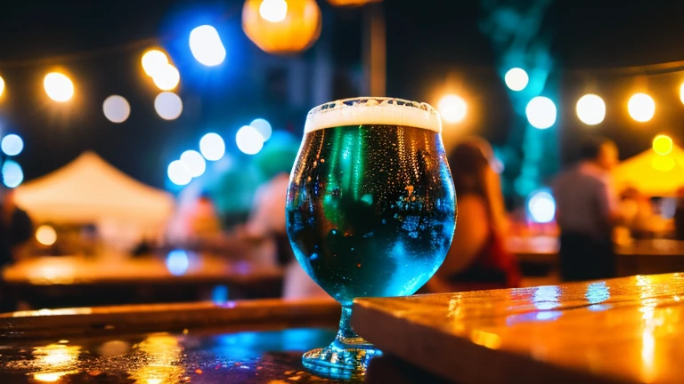 Written boundary depth, (((HD detailed))), Wet Watermark, Hyper Detail, (((Realistic photos))), 16K, Surrealism, Deep focus bokeh, Ray Tracing, Outdoor beer garden、Jack beer is also available.、 There are bubbles in the supernatant、Focus on the glass、Vibrant atmosphere、bright、party、fun
