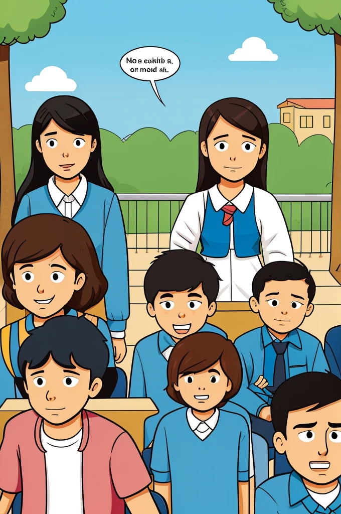 Comic about how to behave at school in animated Spanish language