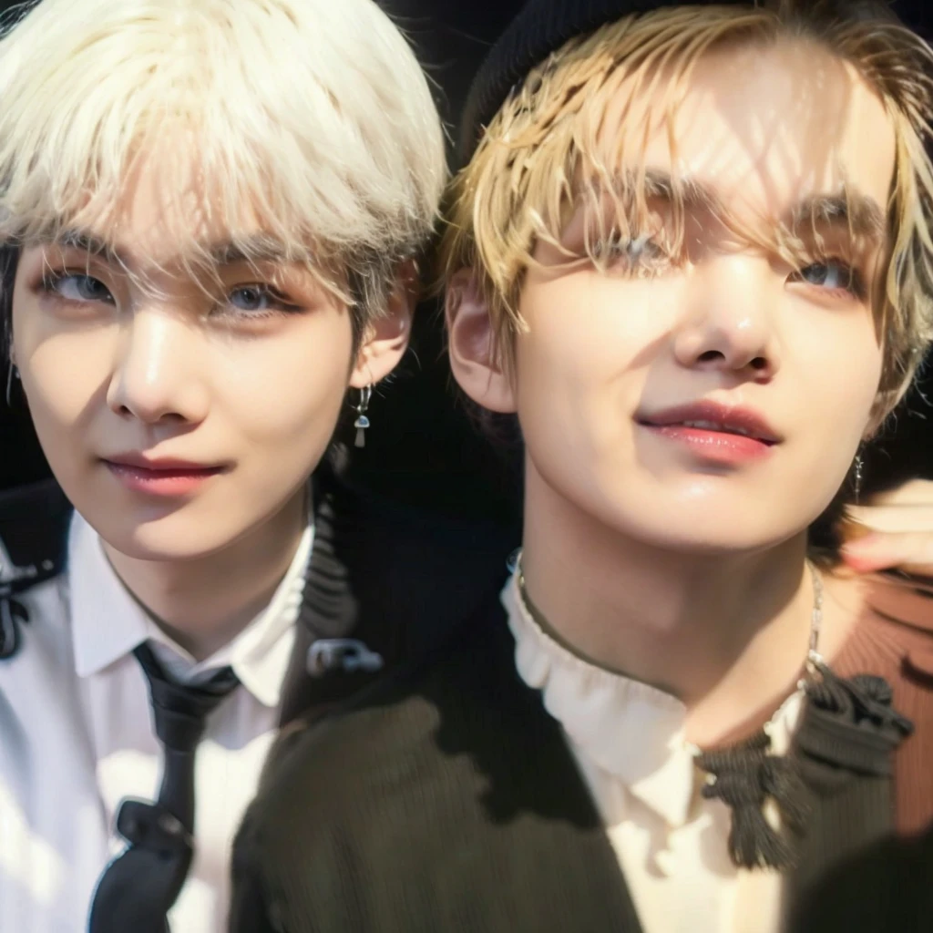 Taehyung and yoongi posing happily