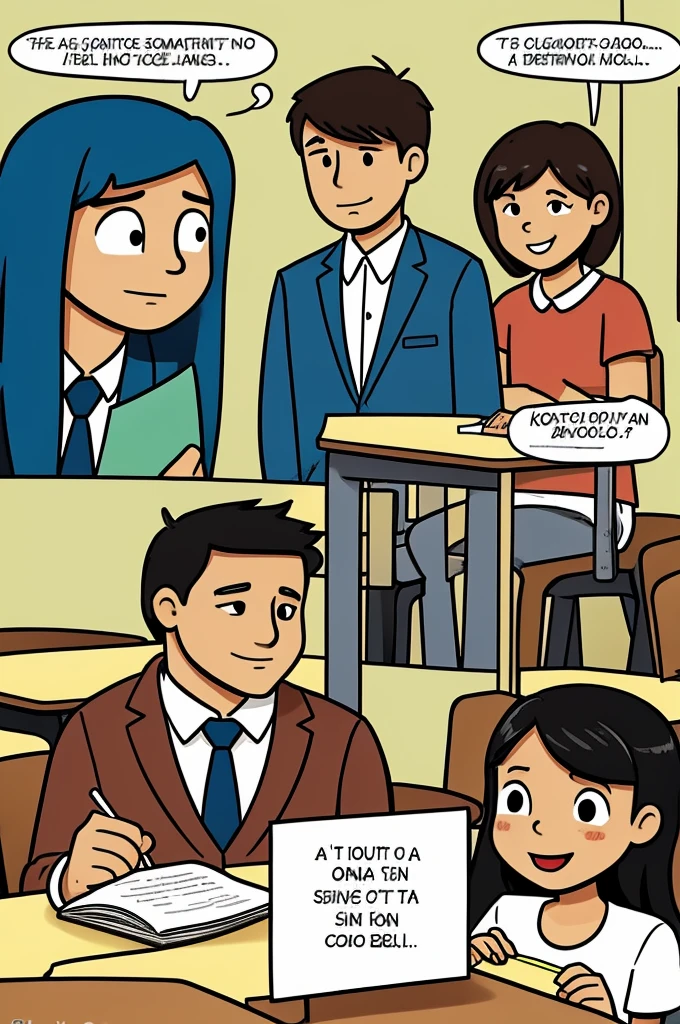 Comic about how to behave at school in animated Spanish language