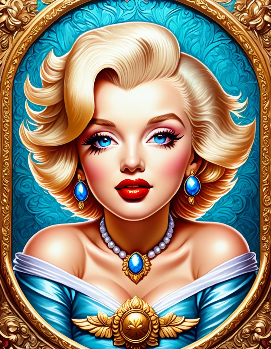 A detailed Renaissance-style painting of Marilyn Monroe, emphasizing realism and classical beauty with a rich, ornate background. Hyper-realistic, vibrant colors, 16k