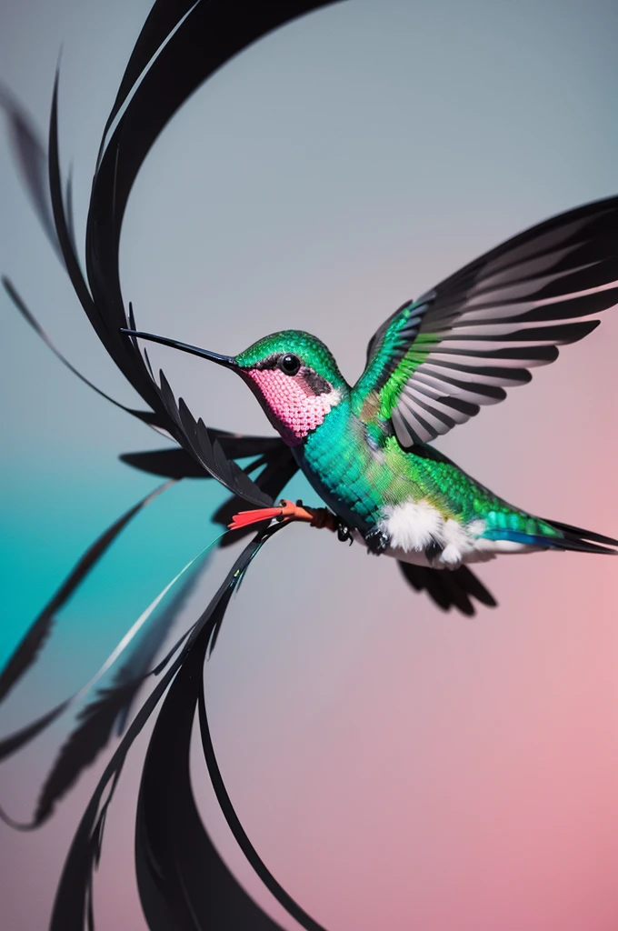 Hummingbird abstract black strokes