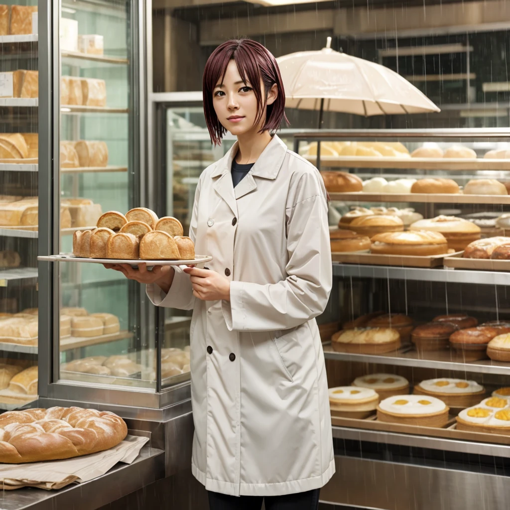 Yuno from beastars in rain-wet  (bakery)