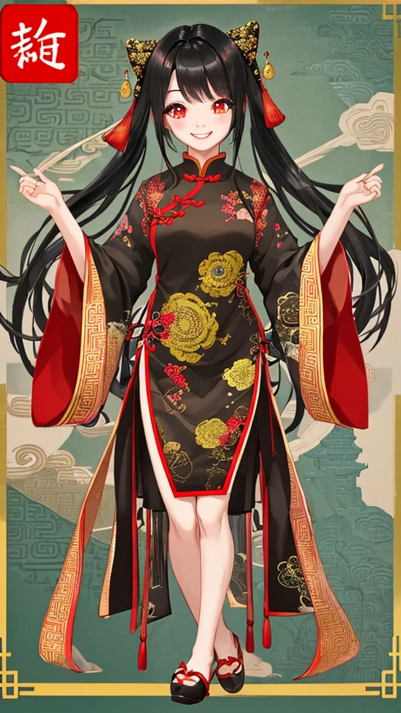 China　girl　Black Hair　Beauty　A big smile　Looking at me　Model pose