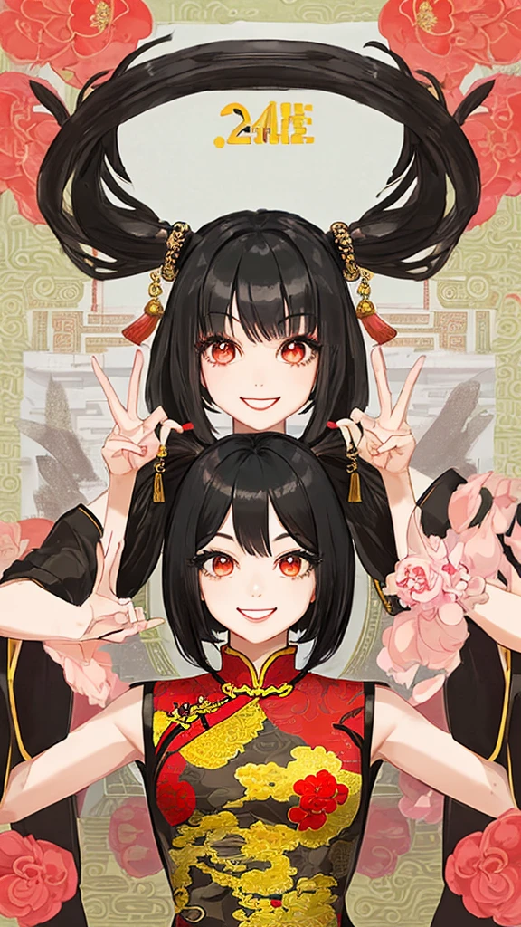 China girl Black Hair Beauty A big smile Looking at me Model pose