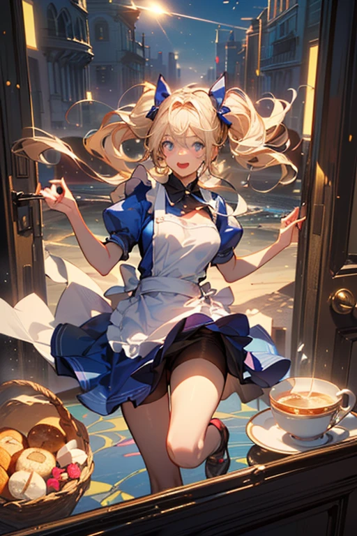 (perky chest:1.2), (pointed chest:1.2),(((Black Tunic:1.3))),(((cakes and bread in the basket),Cute and beautiful girl,Cute round face,Cute smile,with blush cheeks,Red Lip,a girl , nsfw:1.3, beautiful body:1.3), shinny skin, BREAK, ((alice in the wonderland:1.4, cute, kawaii, lovely, funny, a girl falling down from sky:1.4, the girl is flying in sky:1.2, girl floating in air:1.3, rolling upskirt by wind:1.5, (with sparkling eyes and a contagious smile),open mouth, Looking at Viewer, surprised, putting hands on crotch over the skirts:1.5)), BREAK, ((floating things as follows:1.3, PlayingCards, Trump, tea cup, tea pot, tea spoons, pocket watch:1.3, lip sticks, candies:1.2, cookies, jam bottles, classical door_keys)), ((long purply_Blue dress :1.5, wearing long flaired skirt:1.3, the skirt is blowing:1.3, cute White Apron, black stockingedium long platinum-blonde hair:1.2, twin tail hair:1.6, tied hair with a cute ribbon), (Blue eyes, bright pupils with highlights, detailed eyes), (lying down on your back:0.7, spreading legs with rising up straight:0.7), sexy posture, fantastic colorful art, (fantasy art:1.3, wondered images), ((correct anatomy:1.5, perfect anatomy:1.3, correct hand, )),
