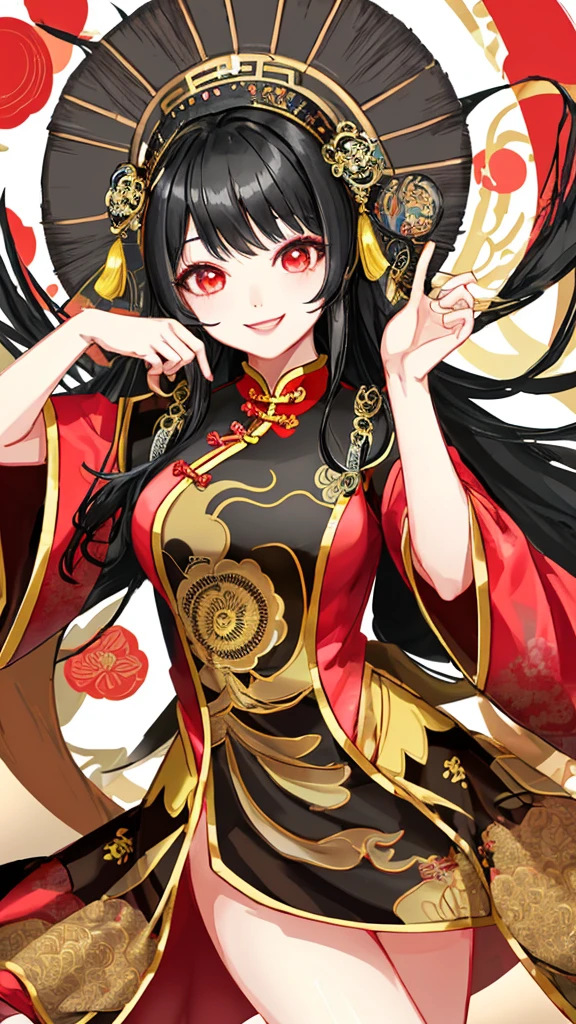 Chinese Costume girl Black Hair Beauty A big smile Looking at me Model pose
