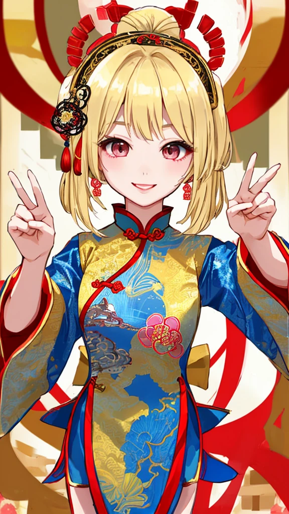 Chinese Costume　girl　Blonde　Beauty　A big smile　Looking at me　Model pose