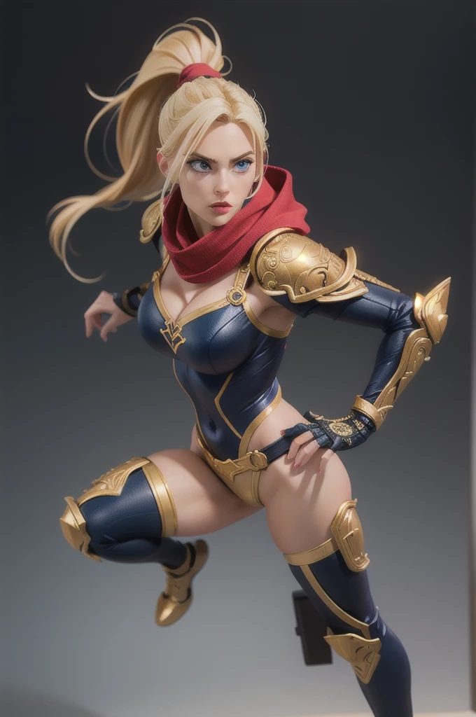 full body shot, colorful and aesthetic, masterpiece, best quality, dynamic angle, ultra high res, highly detailed skin, intricate details, 30 year old woman in ornate ranger armor, looking thoughtful, Anita Briem, athletic body, large blue eyes, voluminous blonde hair,(long ponytail:1.1), red and gold accents, red scarf, large shoulder pads, (detailed:1.05), (extremely detailed:1.06), sharp focus, (intricate:1.03), (extremely intricate:1.04), (beautiful face:1.1), [perfect eyes:0.8], [perfect skin:0.8], [detailed face:0.8], [detailed eyes:0.8], [detailed hair:0.9], [detailed lips:0.8], ray trace, cinematic lighting, depth of field, 
