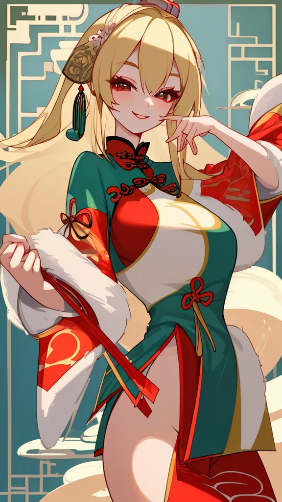 Chinese Costume girl Blonde Beauty A big smile Looking at me