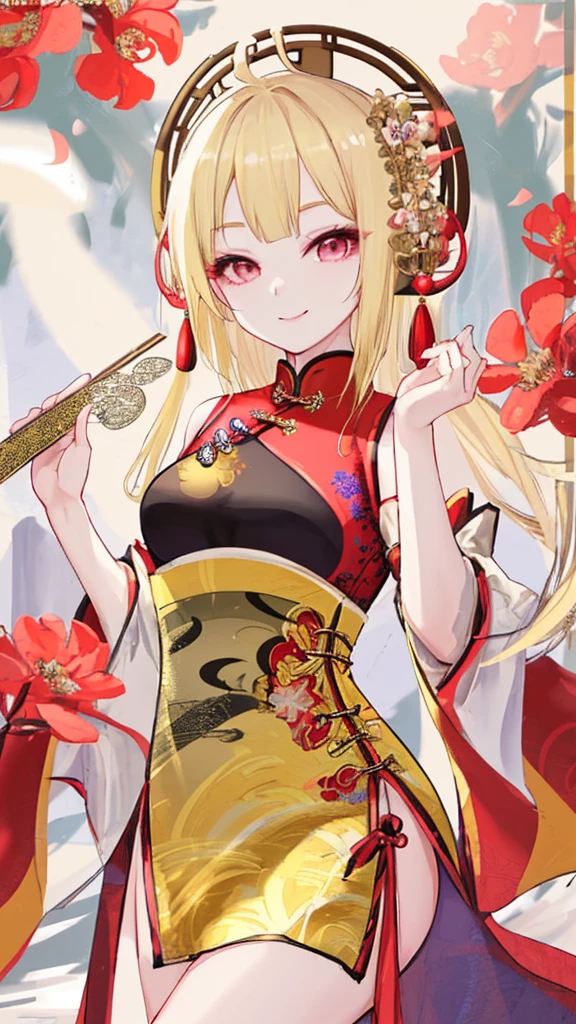 Chinese Costume girl Blonde Beauty smile Looking at me
