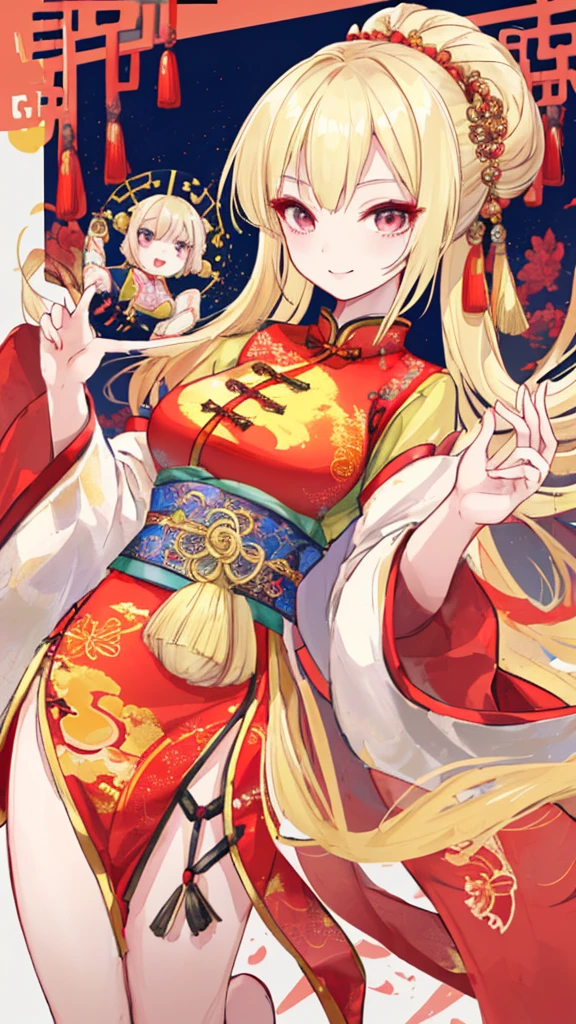 Chinese Costume girl Blonde Beauty smile Looking at me
