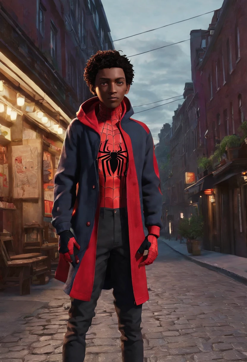 Spiderman Miles Morales, DVD screengrab from studio ghibli movie, retro anime, rendered by Studio Ghibli, studio ghibli style