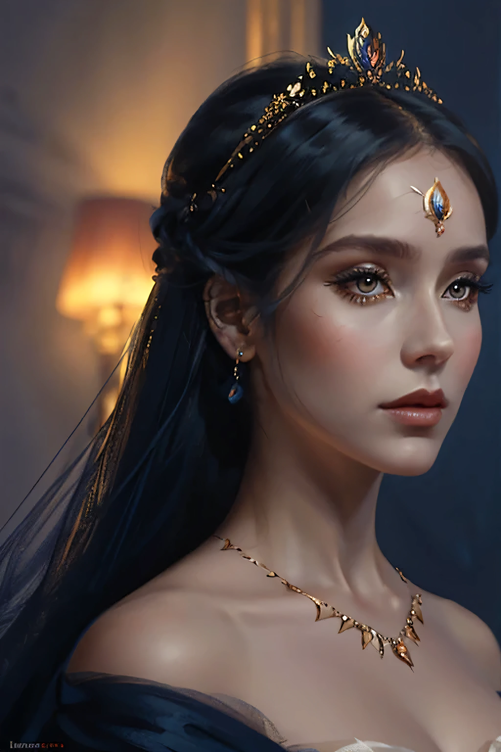 Dame Isadora Vellusia, une diplomate renommée connue pour sa beauté exquise et son influence politique.  complexe, élégant, Très détaillé, peinture numérique, ArtStation, Art conceptuel, lisse, mise au point nette, illustration, Illustration par Wlop, Charlie Bowater et Alexandra Fomina