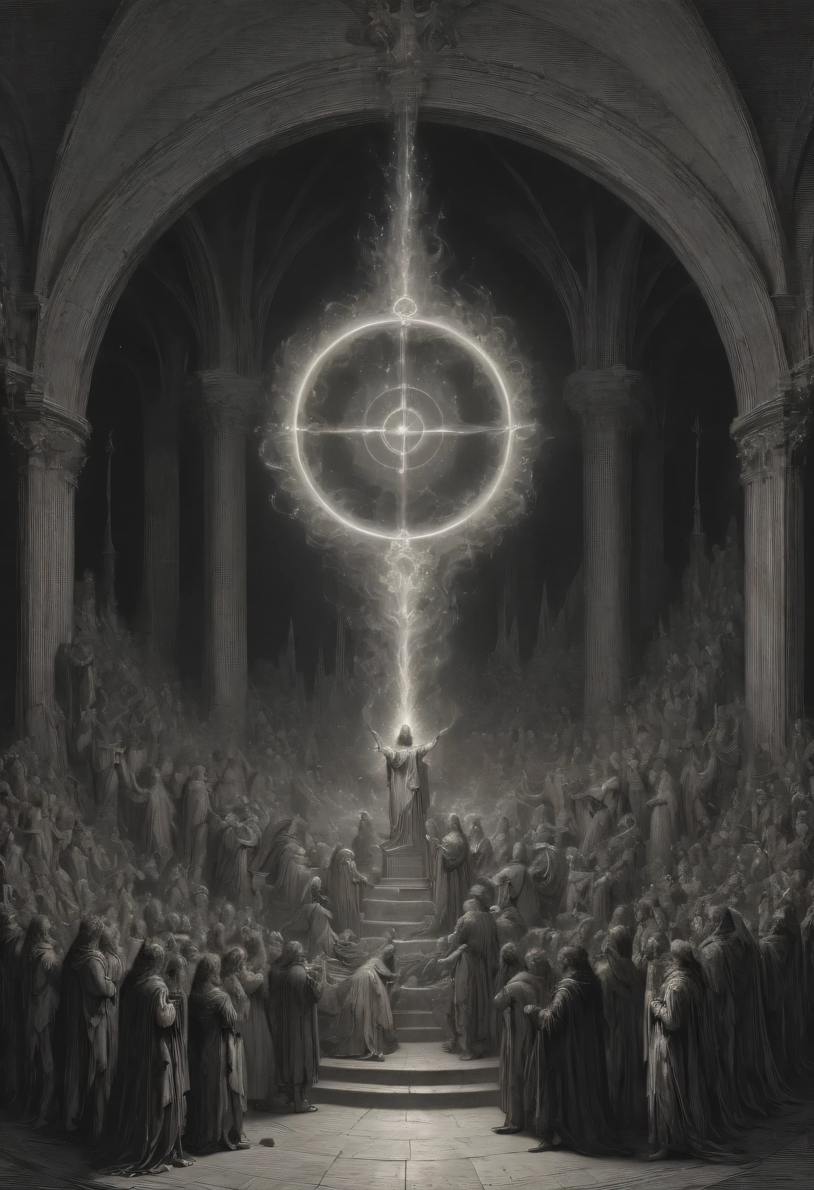 The Magic Circle by Gustave Doré, Best quality, Tafah, 8 kilos, Representative work, Official art, professional, Highly detailed and complex
