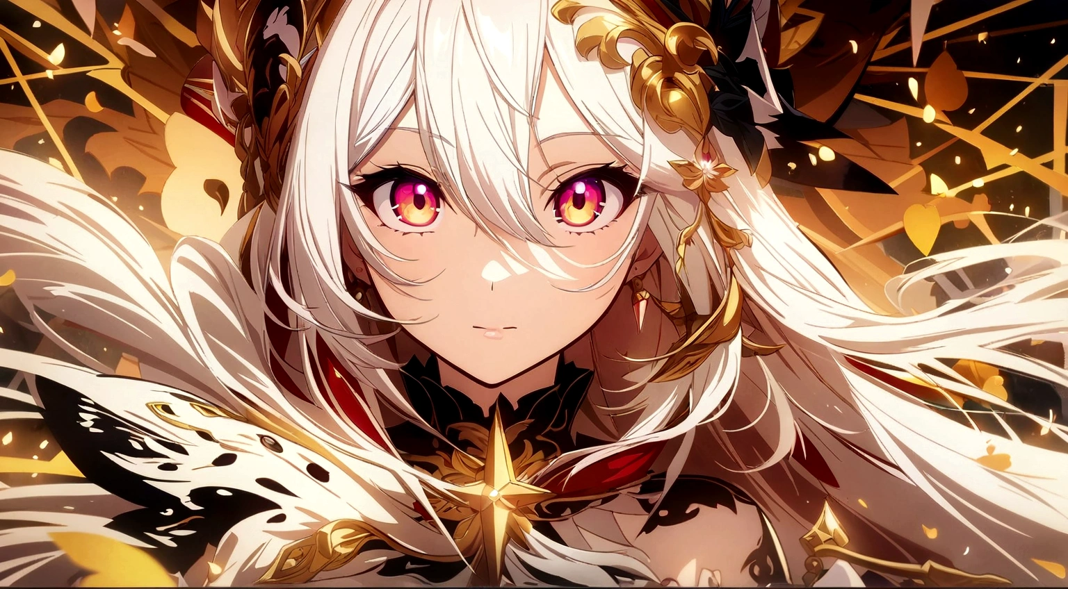 anime, anime girl, Odd eyes: red and gold, performer, hair, white hair, anime art wallpaper 4k, anime art wallpaper 4 k, anime art wallpaper 8 k, white haired deity, best anime 4k konachan wallpaper, Beautiful Heavenly Knight, anime wallpaper 4 k, anime wallpaper 4k, artstation pixivでトレンド