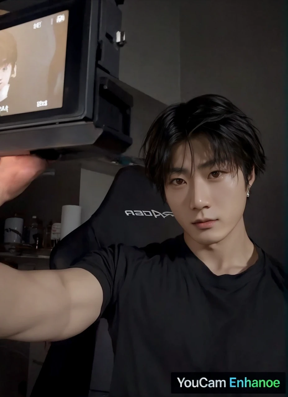 asian man taking a picture of himself, inspired by jeon jungkook