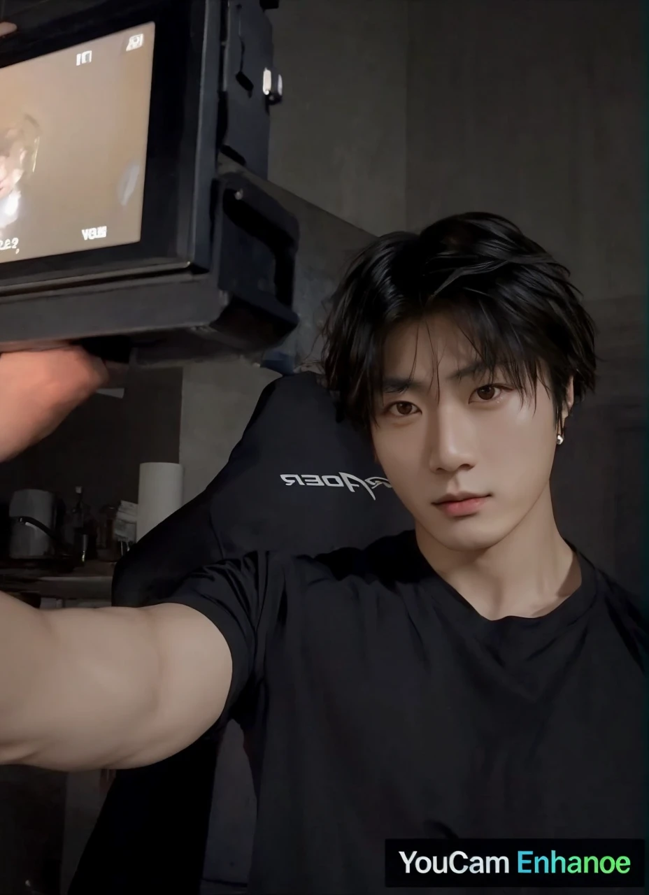 asian man taking a picture of himself, inspired by jeon jungkook