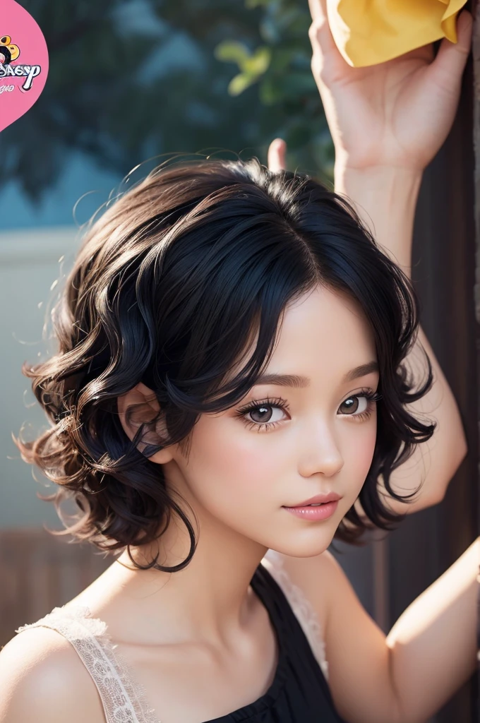 Disney princess character age 3 years, short black curly hair,
Logo type images