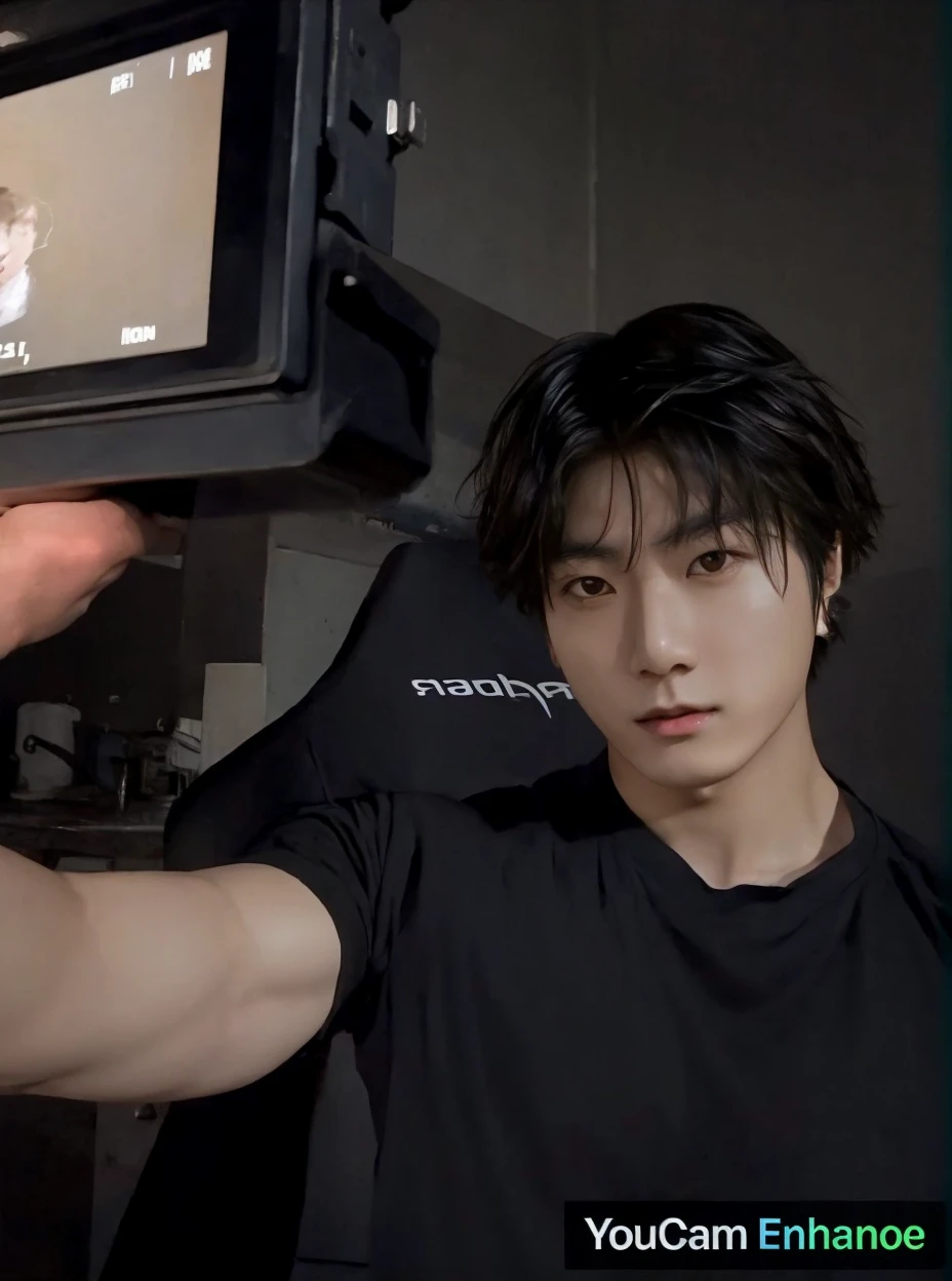 asian man taking a picture of himself, inspired by jeon jungkook
