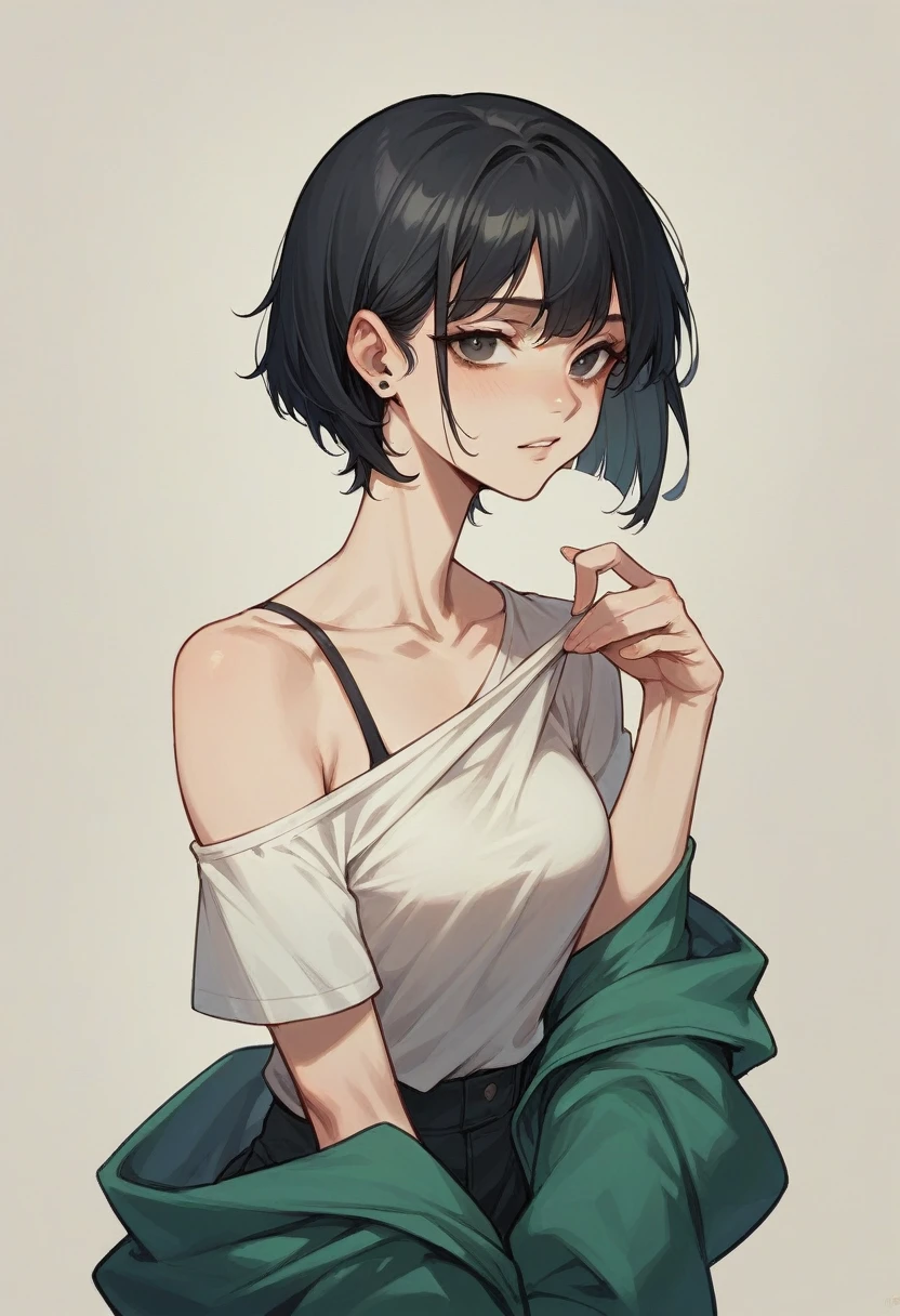 Woman with short black hair
