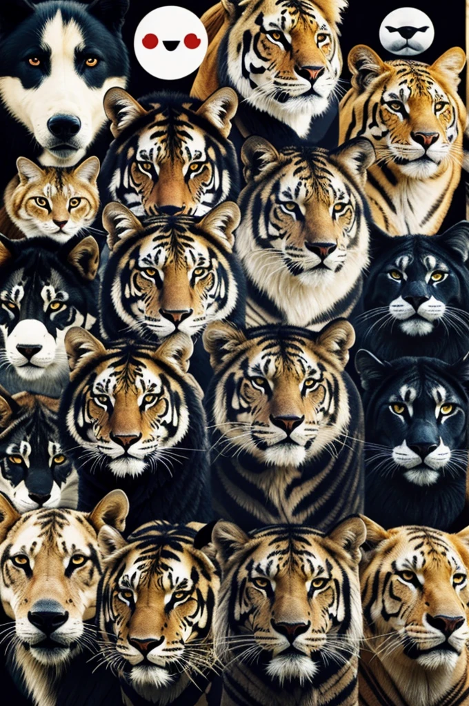 Create me a logo from a collage of animals that form a human face 
