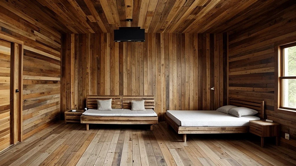Room made of wooden planks, obsolete, old