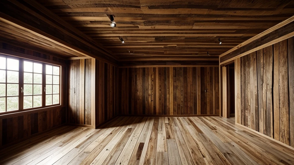 Room made of wooden planks, obsolete, old