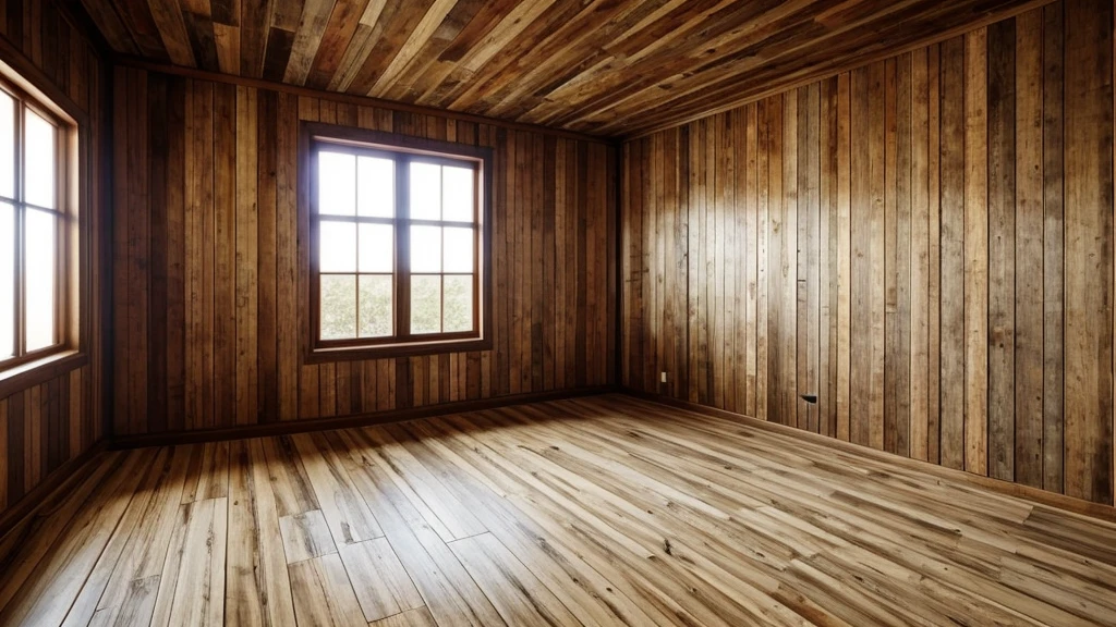 Room made of wooden planks, obsolete, old