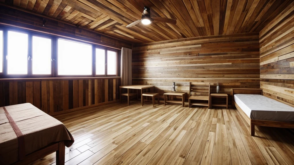 Room made of wooden planks, obsolete, old