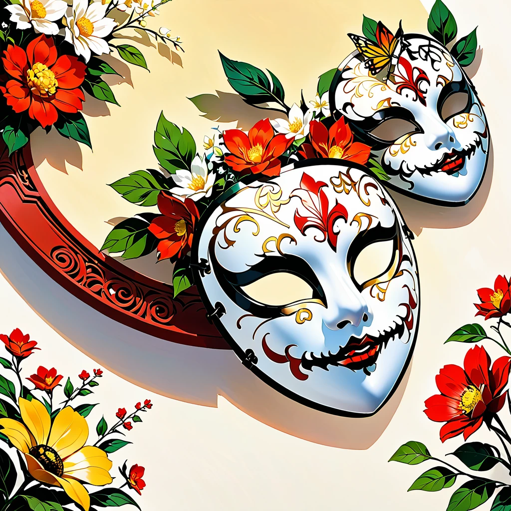 line，黑色line：1.5.黑色line勾勒出轮廓，Retro，Logo Design，Illustrator，Mask full of flowers