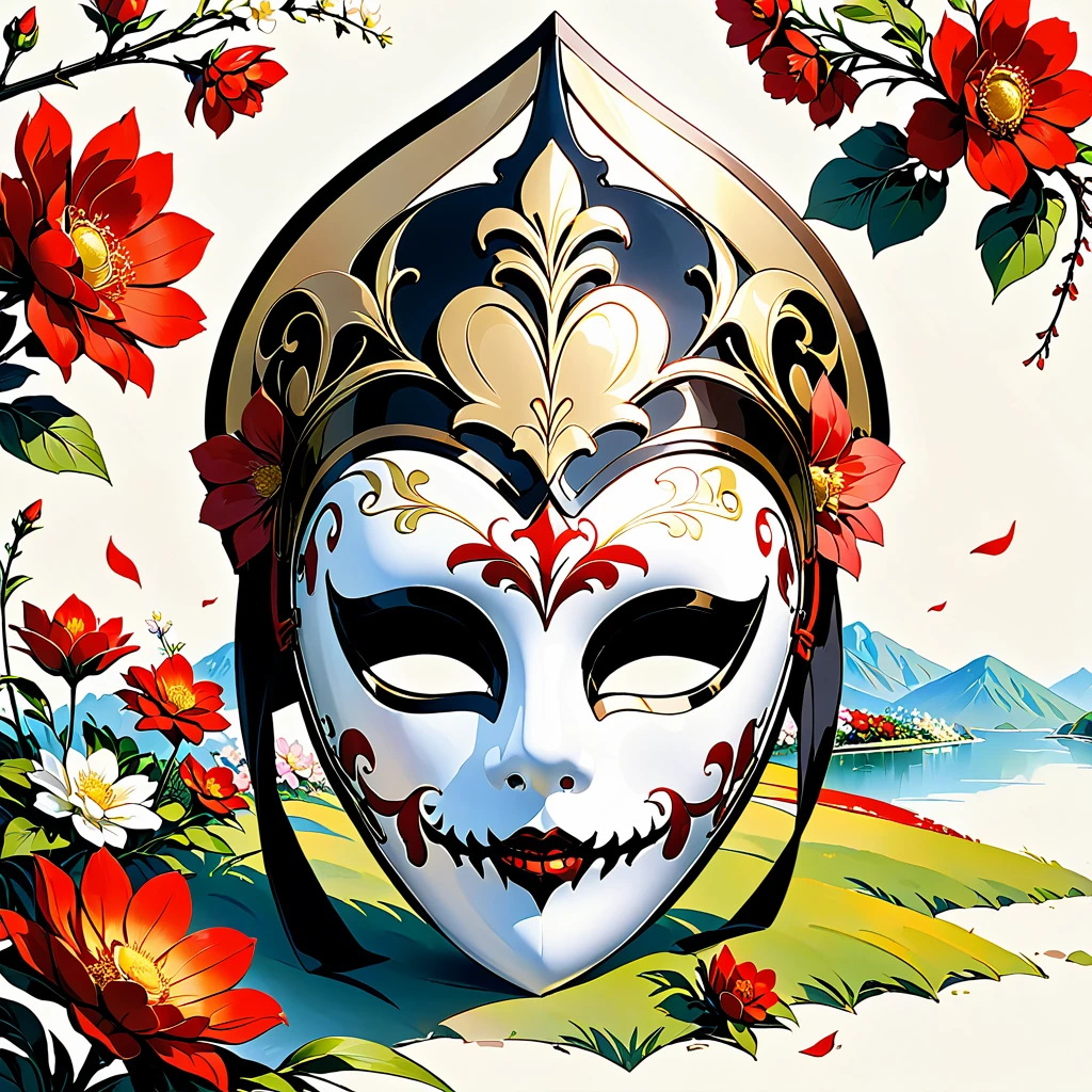 line,黑色line:1.5.黑色line勾勒出轮廓,Retro,Logo Design,Illustrator,Mask full of flowers