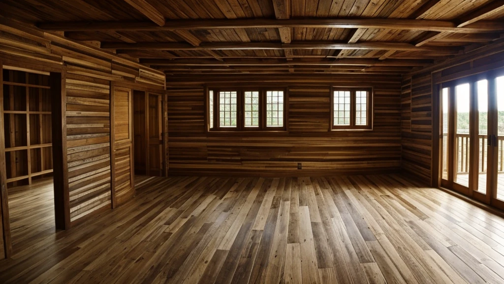 Room made of wooden planks, obsolete, old