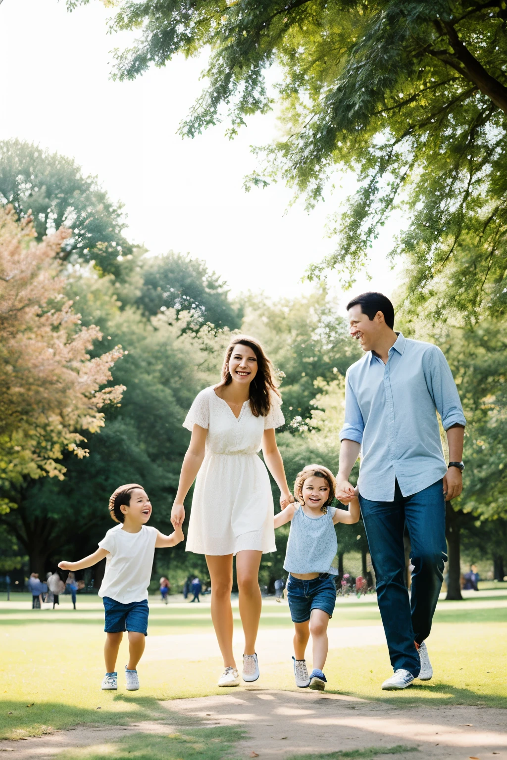 ((Best Quality)), ((Masterpiece)), (detailed), 1A happy family playing together in a park. 