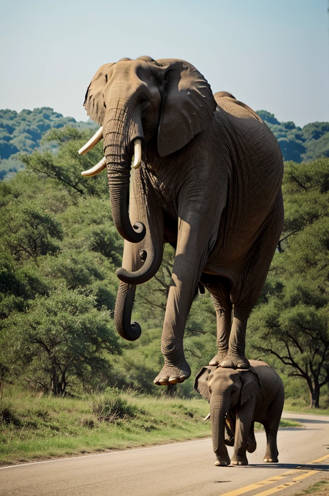 Elephant flying on bicycle