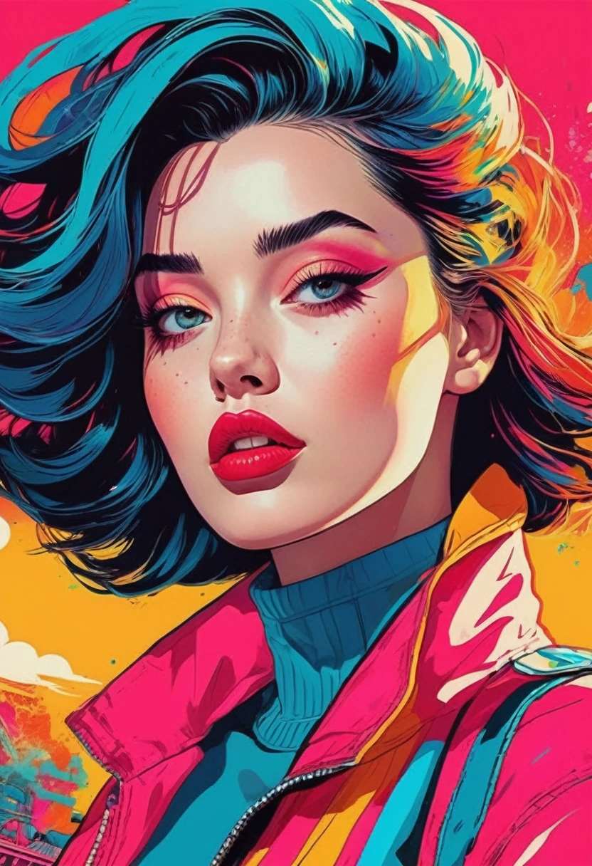 Vibrant, dynamic, and eye-catching comic book-style artwork, pop culture references, retro aesthetic, lively characters, bold colors, energetic lines, modern twist::2