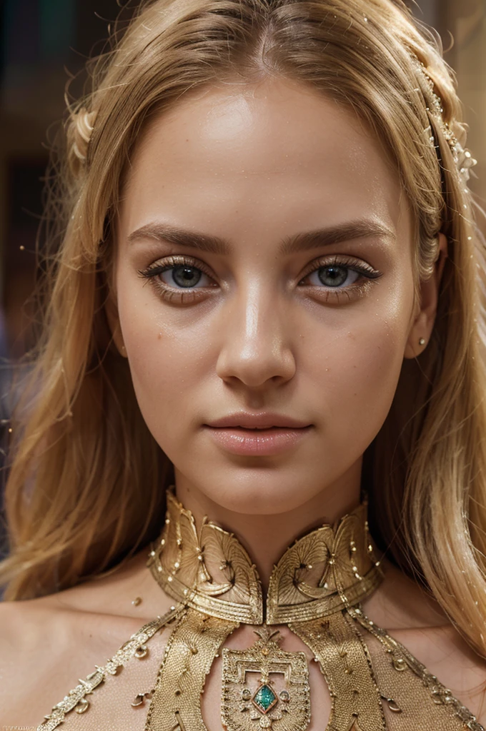 a beautiful blonde woman, beautiful golden blonde hair, detailed eyes, beautiful detailed lips, extremely detailed face, long eyelashes, in egypt, wearing a traditional outfit, (best quality,4k,8k,highres,masterpiece:1.2),ultra-detailed,(realistic,photorealistic,photo-realistic:1.37),HDR,UHD,studio lighting,ultra-fine painting,sharp focus,physically-based rendering,extreme detail description,professional,vivid colors,bokeh,portrait