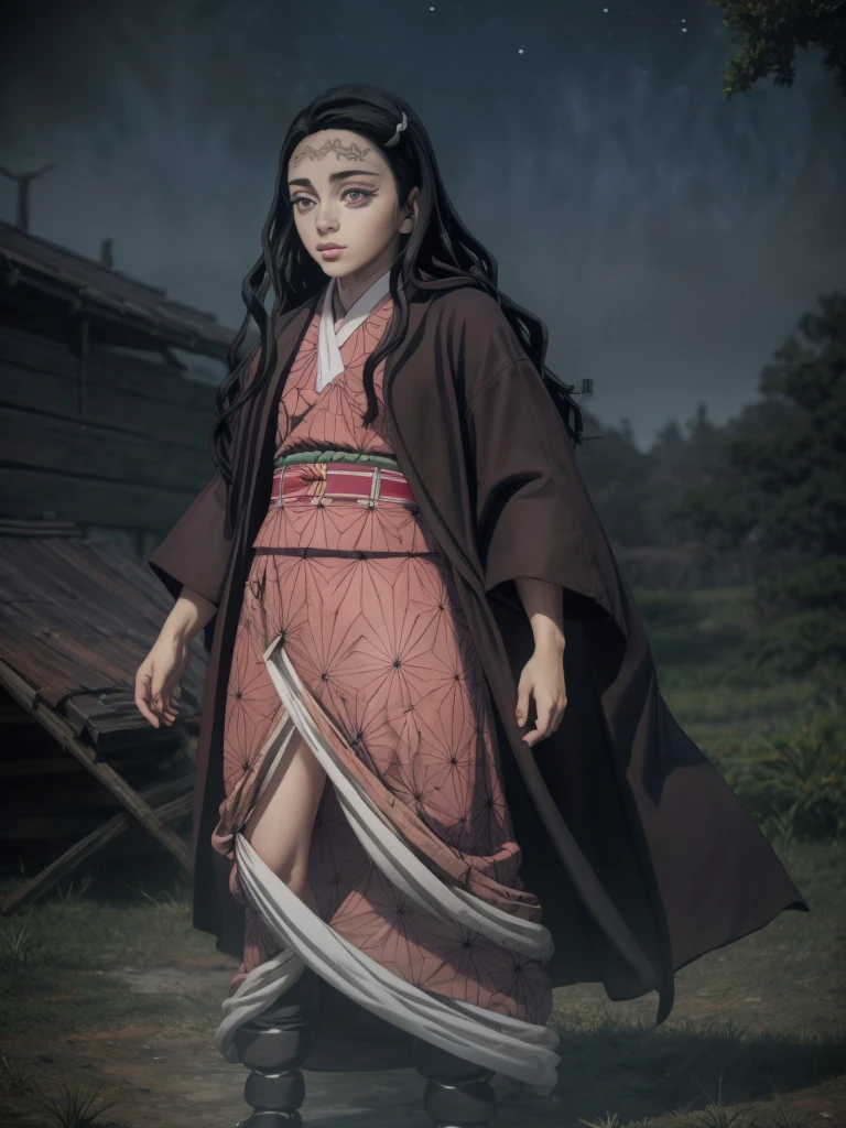 A detailed, high-quality Stable Diffusion prompt for the given topic:
Nezuko Kamado,full body, beautiful detailed eyes, beautiful detailed lips, extremely detailed face, long eyelashes, standing in a field, galaxy night sky, stars, glowing moon, ethereal, mystical, magical, cinematic lighting, dramatic, photorealistic, 8k, highres, masterpiece, ultra-detailed, vibrant colors, fantasy, concept art