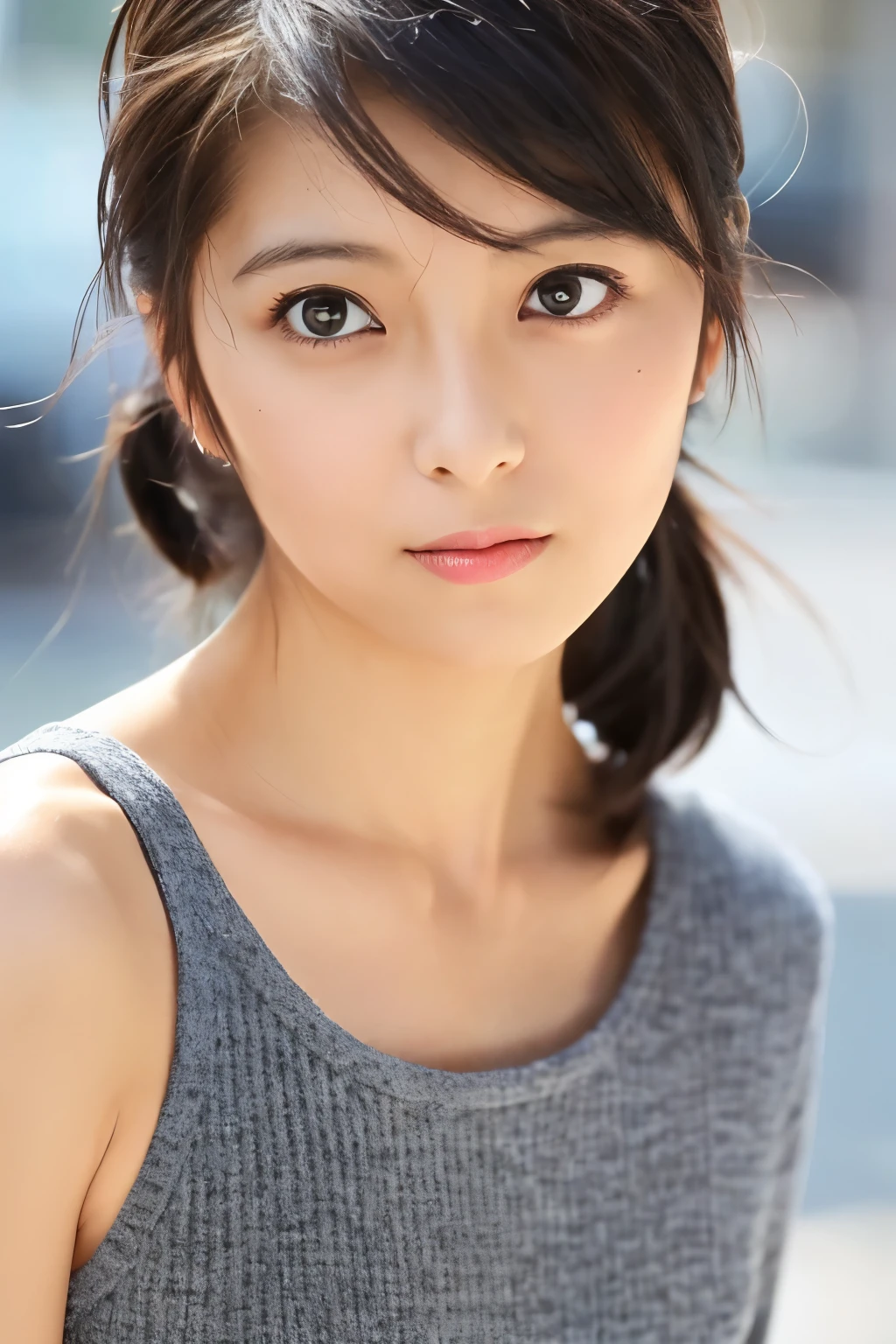 (High reality photograph, high resolusion), Skinny Japanese lady, 30 years old, cute face, detailed face, detailed eyes, various hair style, skinny figure, correct body anatomy, ((looking straight ahead)), facing the camera directly, single photo, a photo captured the best moment expressing the beauty and brains, ((with simple background))