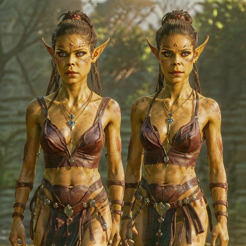 githyanki, female, solo, navel, jewelry, pointy ears, flat nose, breasts, necklace, hair bun, (film grain)
, ((masterpiece, best quality)), realistic, (photorealistic:1.4)